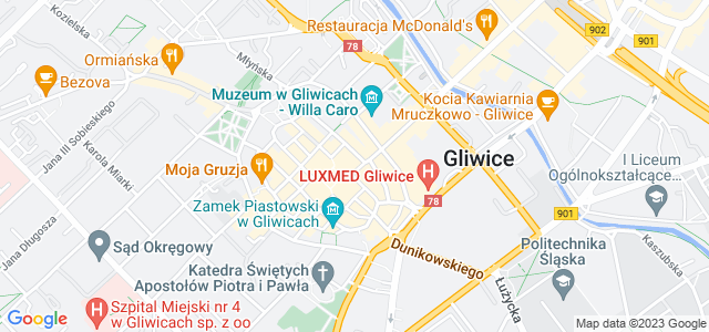 Mapa dojazdu Gliwicki Klub Karate Kyokushin Gliwice