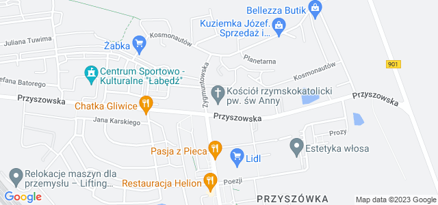 Mapa dojazdu Łabędy - Kościół pw. św. Anny Gliwice