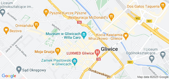 Mapa dojazdu Muzeum Willa Caro Gliwice
