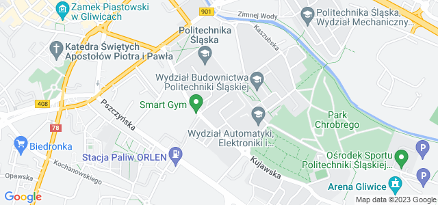 Mapa dojazdu Politechnika - Kościół pw. Michała Archanioła Gliwice
