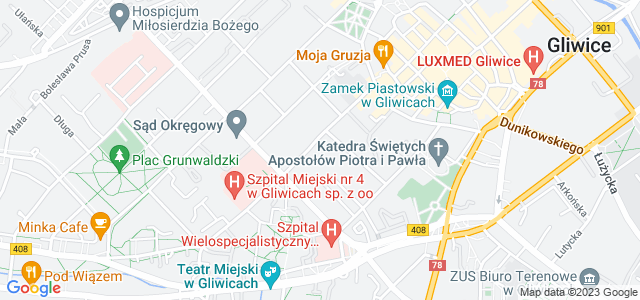 Mapa dojazdu Starostwo Powiatowe Gliwice