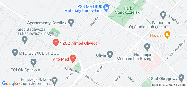 Mapa dojazdu Straż Miejska Gliwice