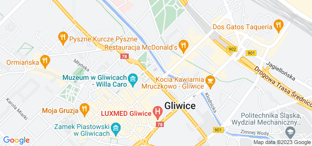 Mapa dojazdu UM - Urząd Miasta Gliwice