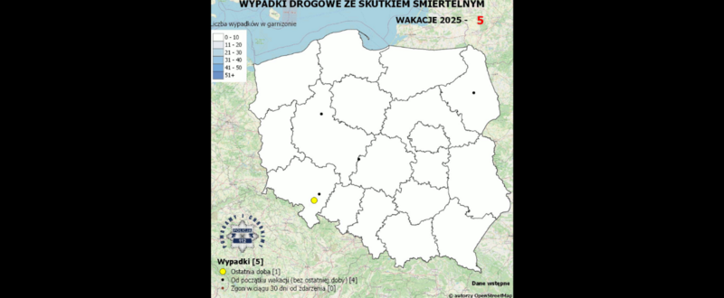 Mapa śmiertelnych wypadków drogowych – ruszyła wakacyjna akcja Policji