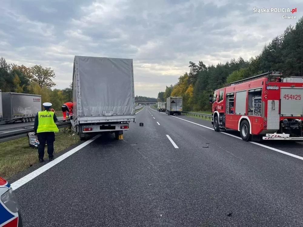 Wypadek na 293. kilometrze autostrady A4 / fot. KMP Gliwice